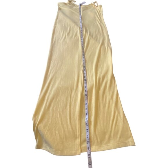 Anthropologie XL Yellow Ribbed Knit Maxi Dress Adjustable Straps & Back Slit - Picture 10 of 13